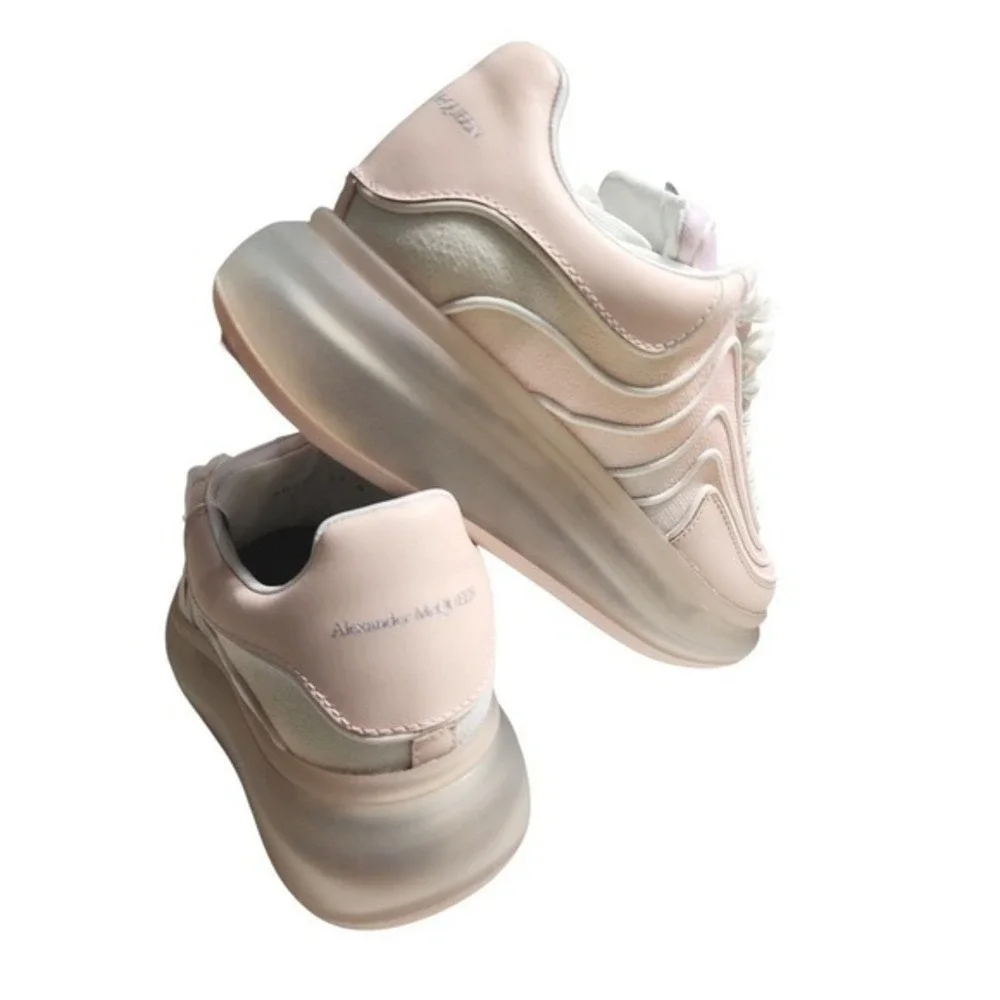 NWB Alexander McQueen Waves Knit Sneakers Women 37 Pink Luxury Designer Trendy